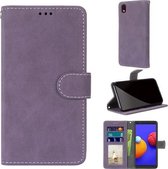 Voor Samsung Galaxy A01 Core Retro Frosted Horizontale Flip PU lederen tas met houder & kaartsleuven & portemonnee & fotolijst (paars)
