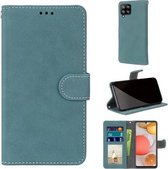Voor Samsung Galaxy A42 5G Retro Frosted Horizontale Flip PU lederen tas met houder & kaartsleuven & portemonnee & fotolijst (blauw)