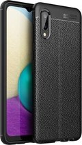 Voor Samsung Galaxy A02 Litchi Texture TPU schokbestendig hoesje (zwart)