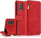 Voor Samsung Galaxy S20 + Skin-feel Crazy Horse Texture Rits Portemonnee Tas Horizontale Flip Leren Case met Houder & Kaartsleuven & Portemonnee & Lanyard (Rood)