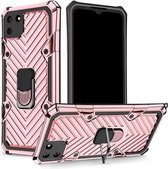 Voor OPPO Realme C11 Cool Armor PC + TPU schokbestendig hoesje met 360 graden rotatie ringhouder (roségoud)