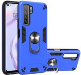 Voor Huawei Nova 7 SE / P40 Lite 5G 2 in 1 Armor Series PC + TPU beschermhoes met ringhouder (donkerblauw)