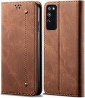 Voor Huawei Honor X10 5G Denim Textuur Casual Stijl Horizontale Flip Leren Case met Houder & Kaartsleuven & Portemonnee (Bruin)