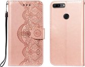 Voor Huawei Honor 7S / Y5 (2018) Flower Vine Embossing Pattern Horizontale Flip Leather Case met Card Slot & Holder & Wallet & Lanyard (Rose Gold)