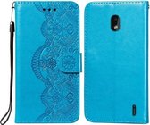 Voor Nokia 2.2 Flower Vine Embossing Pattern Horizontale Flip Leather Case met Card Slot & Holder & Wallet & Lanyard (Blue)