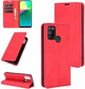 Voor OPPO Realme 7i / Realme C17 Retro-skin zakelijke magnetische zuignap lederen tas met houder & kaartsleuven en portemonnee (rood)