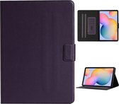 Voor Samsung Galaxy Tab A 10.1 2019 T510 / T515 effen kleur horizontaal flip lederen tas met kaartsleuven en houder (paars)