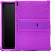 Voor Lenovo Tab E10 Tablet PC siliconen beschermhoes met onzichtbare beugel (paars)