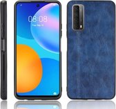 Voor Huawei Y7a / P Smart 2021 Schokbestendig Naaien Koe Patroon Huid PC + PU + TPU Case (Blauw)