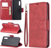 Retro lamsvacht textuur pure kleur horizontale flip pu lederen case voor Galaxy A50, met houder & kaartsleuven & portemonnee & lanyard (rood)