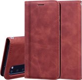 Voor Samsung Galaxy S20 Frosted Business Magnetische Horizontale Flip PU Leather Case met houder & kaartsleuf & Lanyard (bruin)