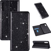 Voor Samsung Galaxy A70 ultradunne glitter magnetische horizontale flip lederen tas met houder en kaartsleuven (zwart)