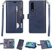 Voor Samsung Galaxy A90 5G Multifunctionele Rits Horizontale Flip Leren Case met Houder & Portemonnee & 9 Kaartsleuven & Lanyard (Blauw)