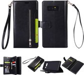 Voor Samsung Galaxy Note8 Multifunctionele Rits Horizontale Flip Leren Case met Houder & Portemonnee & 9 Kaartsleuven & Lanyard (Zwart)