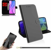 Voor Xiaomi Redmi 9 Lmitated Mirror Surface Horizontale Flip Leather Case met houder & kaartsleuven & Wallet & Lanyard (zwart)