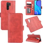 Voor Geschikt voor Xiaomi Redmi 9 Dual-side magnetische gesp horizontale flip lederen tas met houder & kaartsleuven & portemonnee (rood)