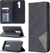 Voor Oppo A5 (2020) / A9 (2020) Rhombus Texture Horizontale Flip magnetische lederen tas met houder en kaartsleuven (zwart)