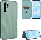 Voor Huawei P30 Pro Carbon Fiber Texture Magnetische Horizontale Flip TPU + PC + PU Leather Case met Card Slot (Groen)
