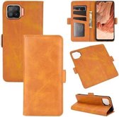 Voor OPPO F17 Dubbelzijdige magnetische gesp Horizontale flip lederen tas met houder & kaartsleuven en portemonnee (geel)