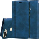 Voor Huawei Honor 7A Frosted Business Magnetische Horizontale Flip PU Leather Case met houder & kaartsleuf & lanyard (blauw)