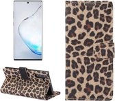 Luipaardpatroon horizontale flip lederen tas met houder en kaartsleuven voor Galaxy Note 10 (bruin)
