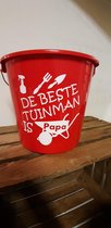 Emmer - Tekst - 5 liter - Beste Tuinman Papa - Rood - Kado - Gift