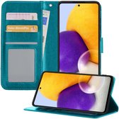 Samsung A72 Hoesje Book Case Hoes Portemonnee Cover - Samsung Galaxy A72 Case Hoesje Wallet Case - Turquoise