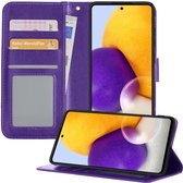 Samsung A72 Hoesje Book Case Hoes Portemonnee Cover - Samsung Galaxy A72 Case Hoesje Wallet Case - Paars