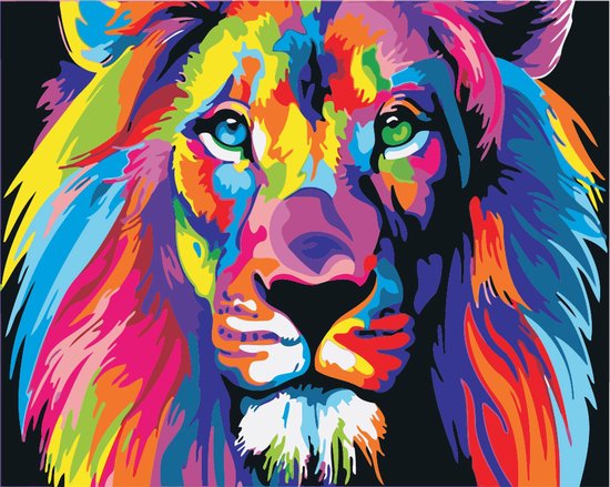 Paint by Number - Schilderen op Nummer - Colorful Lion - paintbynumber.eu