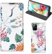 Wallet Bookcase Geschikt voor Samsung Galaxy A71 Telefoonhoesje Bird Flowers