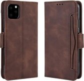 Wallet Style Skin Feel Kalfspatroon lederen hoes voor iPhone 11, met aparte kaartsleuf (bruin)