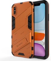 Punk Armor 2 in 1 PC + TPU schokbestendig hoesje met onzichtbare houder voor iPhone X / XS (oranje)