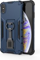 Peacock Style PC + TPU beschermhoes met flesopener voor iPhone XS Max (donkerblauw)