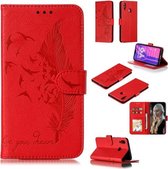 Veerpatroon Litchi Texture Horizontale Flip Leren Case met Portemonnee & Houder & Kaartsleuven Voor Huawei Y9 (2019) (Rood)