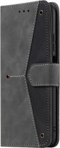 Voor Samsung Galaxy A12 5G Stiksels Kalfsstructuur Horizontale Flip Leren Case met Houder & Kaartsleuven & Portemonnee (Grijs)