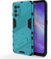 Voor OPPO Reno5 5G Punk Armor 2 in 1 PC + TPU schokbestendig hoesje met onzichtbare houder (blauw)