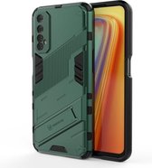 Voor OPPO Realme 7 Punk Armor 2 in 1 PC + TPU schokbestendig hoesje met onzichtbare houder (groen)