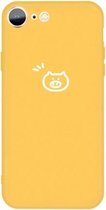 Voor iPhone SE 2020/8/7 Small Pig Pattern Colorful Frosted TPU telefoon beschermhoes (geel)