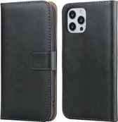 Vlakke structuur rundleer horizontale flip case met magnetische sluiting & houder & kaartsleuven & portemonnee voor iPhone 12 Mini (zwart)