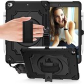 360 graden rotatie draaitafel Contrast kleur Robot schokbestendig siliconen + pc beschermhoes met houder voor iPad 10.2 / 10.2 (2020) / Pro 10.5 (zwart)