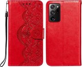 Voor Samsung Galaxy Note20 Ultra Flower Vine Embossing Pattern Horizontale Flip Leather Case met Card Slot & Holder & Wallet & Lanyard (Red)