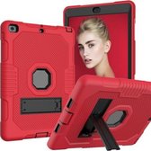 Contrastkleur Robot schokbestendig siliconen + pc-beschermhoes met houder voor iPad 9.7 (2017/2018) (rood zwart)