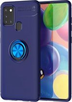 Voor Samsung Galaxy A21s metalen ringhouder 360 graden roterende TPU-hoes (blauw + blauw)