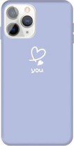 Voor iPhone 11 Pro Love-heart Letter Pattern Colorful Frosted TPU telefoon beschermhoes (lichtpaars)