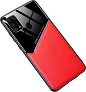 Voor Samsung Galaxy M31 All-inclusive leer + organisch glas beschermhoes met metalen ijzeren plaat (rood)