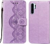 Voor Huawei P30 Pro Flower Vine Embossing Pattern Horizontale Flip Leather Case met Card Slot & Holder & Wallet & Lanyard (Purple)