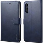 Voor Galaxy A10 / M10 GUSSIM Zakelijke stijl horizontale flip lederen tas met houder & kaartsleuven en portemonnee (blauw)