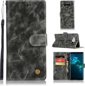 Voor Galaxy Note 9 Retro Koperen Gesp Crazy Horse Horizontale Flip PU Lederen Case met Houder & Kaartsleuven & Portemonnee & Lanyard (Grijs)