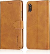 Voor iPhone X / XS LC.IMEEKE Horizontale lederen flip-hoes met kalfsleer, met houder en kaartsleuven en portemonnee (geel)