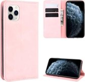 Voor iPhone 11 Pro Retro-skin Business magnetische zuignap lederen tas met portemonnee-beugel-boorkop (roze)